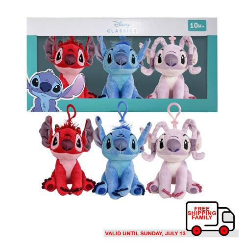 Disney Stitch, Angel & Leroy Keychain bag clip 3 pieces