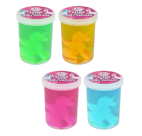 Slime Clear with unicorn tubs (6cm x 4.58cm) 4Mod ASST Colours