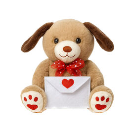 Plush Dog with love envelope brown 20 CM