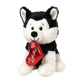 White plush dog with a heart 20cm