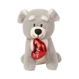 Grey plush dog with a heart 20cm