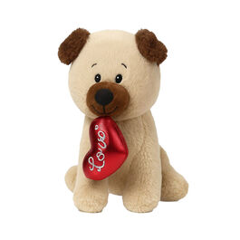 Brown plush dog with a heart 20cm