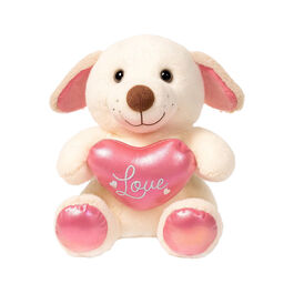 Pink Dog Plush with heart 20 CM