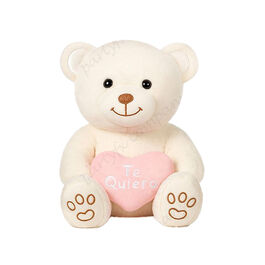 Teddy bear White hugging a pink heart 20cm
