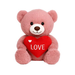 Rose Teddy bear hugging a red love heart 30cm