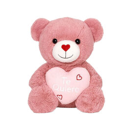 Bear hugging a heart, pink, 20 cm