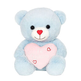 Bear hugging a heart, Blue, 40 cm