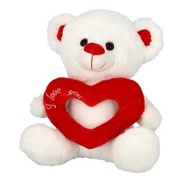 WHITE BEAR HOLLOW HEART 42CM