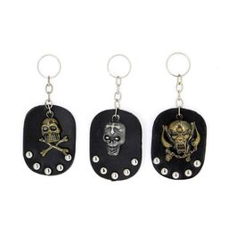 Skull Leather Keyring
