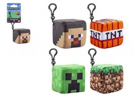 Minecraft plush cube clip on 8cm, 4 assorted models