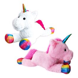 Pink and White Unicorn Lying 85CM Assorted