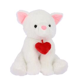 White Cat with heart 28cm