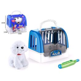 Blue Animal Carrier with Dog 16cm
